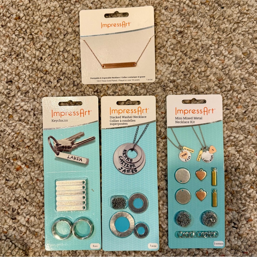 ImpressArt Metal Stamping Jewelry Set. Includes necklaces, birthstone crystals. - Picture 3 of 11